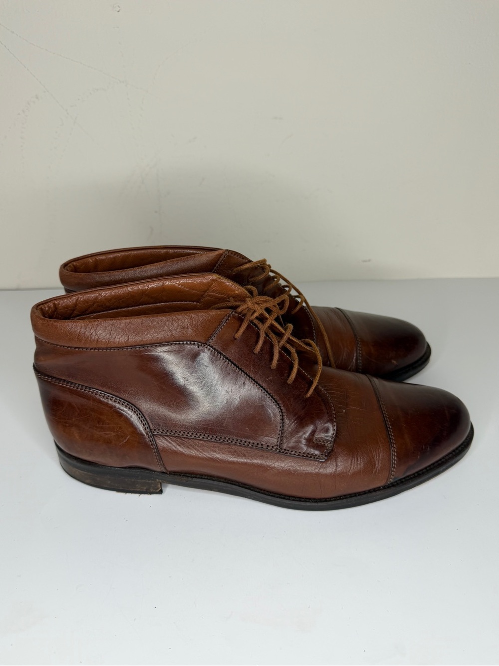 Johnston and Murphy Cap Toe Chukka Boots Deerskin Brown Men’s Size 11.5M Italy